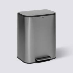 Cos de gunoi cu pedala 5Five din otel inoxidabil mat, 50L, galeata interioara detasabila, 45x35x61 cm, argintiu
