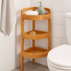 Etajera colt 5Five Bambou cu 3 rafturi, din lemn de bambus, 23x23x61 cm, bej natur