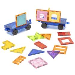 Set de constructie din piese magnetice educative pentru copii 100 de piese, multicolor