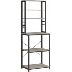 VASAGLE Raft de bucatarie, spatiu cuptor cu microunde, 6 rafturi, 40x60x167cm, gri si negru