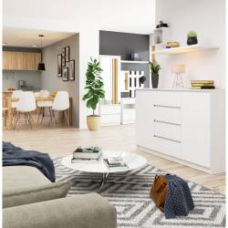 Comoda K160, cu 4 sertare si 2 usi, PAL laminat 16 mm, 160x40x99 cm, alb