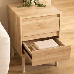 Noptiera 5Five Abana cu 2 sertare, PAL, finisaj stejar, 40x40x56 cm, bej