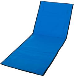 Sezlong pliabil cu spatar pentru plaja, material impermeabil, 150x47 cm, albastru inchis