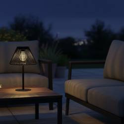 Lampion solar exterior, iluminare LED ambientala, 33 cm, design model veioza, incarcare solara, negru