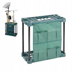 Organizator suport compact pentru unelte de gradina, cu buzunare, cadru metalic, 58x31x60 cm