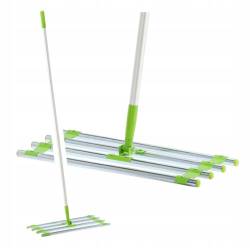 Nivelator manual gazon si teren cu cap lat din otel si aluminiu, 60x25 cm, maner 164 cm, verde