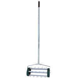 Scarificator si aerator manual pentru gazon cu 27 cuie, latime lucru 42 cm, maner metalic, verde
