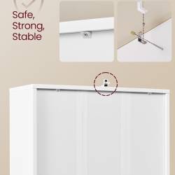 VASAGLE Biblioteca ingusta cu 6 niveluri si dulap, raft pentru carti si decoratiuni, PAL si MDF, 60x24x175 cm, alb
