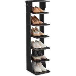 VASAGLE Raft de pantofi, pentru spatii inguste, 6 nivele, 30x26x110 cm, negru