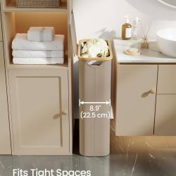 SONGMICS Cos rufe slim pentru spatii inguste, sac detasabil, 65 litri, 42x23x71 cm, maro bej
