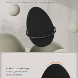 SONGMICS Set 4 carlige perete, design oval din otel, 5 kg per carlig, 9x5x7 cm, negru