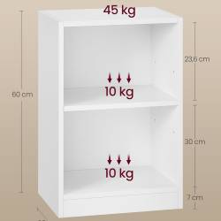 VASAGLE Noptiera cu compartimente deschise si raft reglabil, stil minimalist, MDF si PAL, 40x30x60 cm, alb