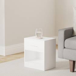 VASAGLE Set 2 noptiere, cu sertar si compartiment deschis, PAL, 28x39x41 cm, alb