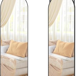 SONGMICS Oglinda decorativa cu rama curbata, 120x40 cm, montaj pe perete sau usa, negru