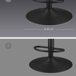 VASAGLE Set 2 scaune bar reglabile pe inaltime, rotative 360°, cu spatar si suport pentru picioare, tapiterie PU, 44x38x(90-112) cm, negru