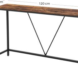 VASAGLE Masa tip consola cu cadru metalic, design industrial, 120x23x74 cm, maro rustic