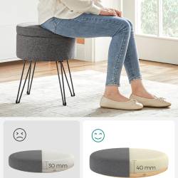 SONGMICS Taburet rotund cu spatiu de depozitare, capac reversibil, picioare metalice, 31x37x45 cm, maxim 130 kg, gri inchis