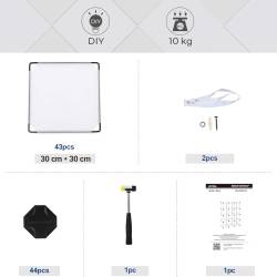 SONGMICS Biblioteca modulara cu 12 compartimente, rafturi cubice din plastic, montaj rapid, 93x31x123 cm, alb transparent
