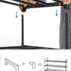 SONGMICS Set 2 suporturi pentru pantofi cu 3 niveluri, structura metalica, 30x92x54 cm, negru