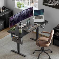 SONGMICS Birou reglabil electric, inaltime ajustabila 72-120 cm, cadru otel, blat PAL 140x60 cm, functie memorie 4 pozitii, negru