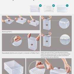 SONGMICS Organizator pantofi cutii stivuibile, cu usa transparenta, plastic, 8 module de 33x23x14 cm, alb