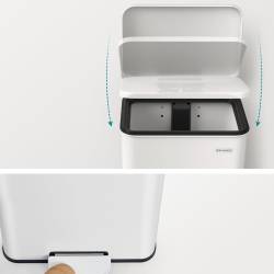 SONGMICS Cos de gunoi din otel, cu pedala si soft-close, saci gunoi inclusi, 40 litri, alb