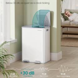 SONGMICS Cos de gunoi 2x30L, cu 2 compartimente, capac soft-close si galeti interioare, otel, alb mat