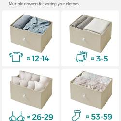 SONGMICS Comoda cu 6 sertare textile, cadru metalic, 80x30x71 cm, alb si crem