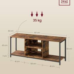 VASAGLE Comoda TV pentru televizoare pana la 65 inch, cadru metal, stil industrial, 147x40x50 cm, maro rustic