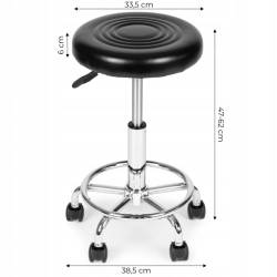 Scaun rotativ ergonomic pentru salon sau cabinet, reglabil pe inaltime 47-62 cm, sezut 34 cm din piele ecologica, maxim 114 kg, negru