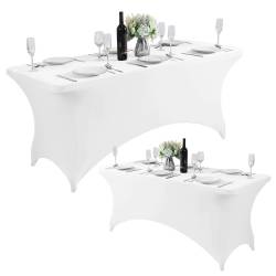 Husa elastica pentru masa gradina sau evenimente, poliester si spandex, 183x76x74 cm, alb