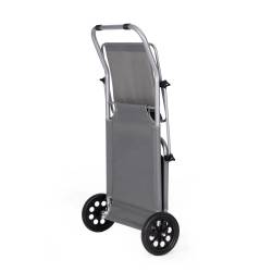 Sezlong pliabil pentru plaja cu roti, cadru metalic si tesatura oxford, parasolar si tetiera, 120 kg, gri