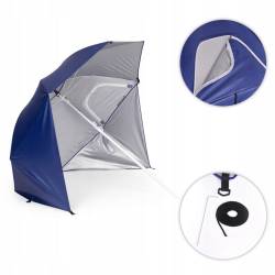 Umbrela tip cort de plaja XXL, cu 2 pereti laterali, inaltime reglabila 125-200 cm, albastru
