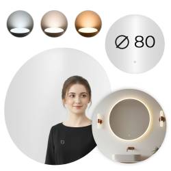 Oglinda baie LED rotunda cu functie anti-aburire, iluminare perimetrala reglabila cu control tactil, 80 cm