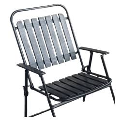 Scaun gradina pliabil cu cadru metalic si sezut PP, maxim 110 kg, 63x55x90 cm, negru