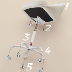 SONGMICS Scaun de birou ergonomic, inaltime reglabila, 60x60x(80-90) cm, bej