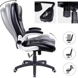 SONGMICS Scaun de birou ergonomic cu tetiera, spatar inalt, brate rabatabile, maxim 150 kg, 76x70x(111-121) cm, negru