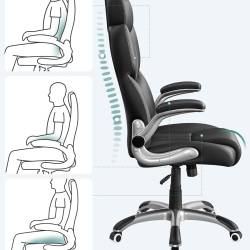 SONGMICS Scaun de birou ergonomic cu brate rabatabile, reglabil pe inaltime, suport cap ajustabil, 70x70x137 cm, negru