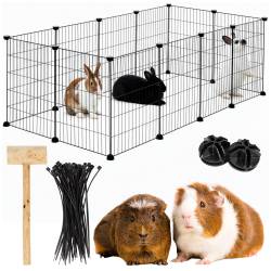 Tarc modular pentru animale cu 12 panouri metalice, pliabil, configurabil, 143x71x46 cm negru