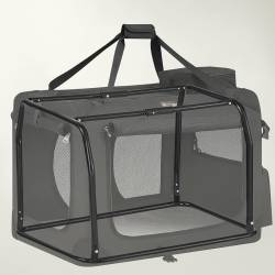 FEANDREA Geanta de transport pliabila pentru animale de companie, saltea inclusa, cadru metalic pentru stabilitate, buzunare laterale, 70x52x52 cm, ne