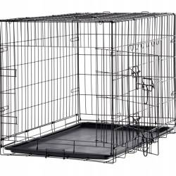 Cusca metalica pliabila pentru animale, cu maner si tava detasabila, 107x69x76 cm, negru