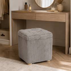 Taburet tapitat cu material reiat, design impletit, 40x40x45 cm, gri