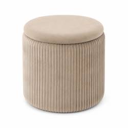 Set 3 tabureti cu spatiu de depozitare, design modern striat, 80x40x40 cm si 30x31 cm, bej