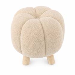 Taburet decorativ pentru living si dormitor, material plusat, 32x30 cm, bej