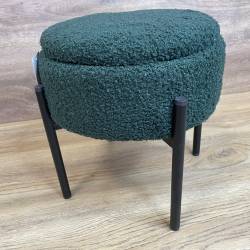 Taburet pentru copii, rotund, spatiu depozitare, 31x28cm, maxim 50kg, verde