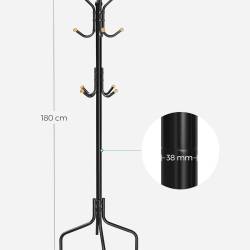 SONGMICS Cuier metalic cu 12 agatatori, suport haine tip pom, 55x55x180 cm, negru