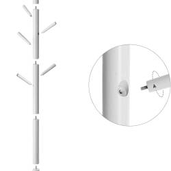 VASAGLE Cuier din lemn masiv, 8 carlige, ajustabil pe 3 inaltimi, design tip copac, 57x175 cm, alb