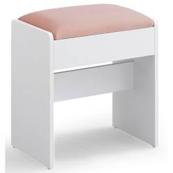 VASAGLE Taburet masa toaleta tapitat cu catifea, picioare cu protectii, 29x45x45 cm, alb si roz