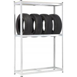 Raft depozitare anvelope cu polite suplimentare MDF, cadru otel galvanizat, 120x40x180 cm, gri