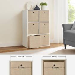SONGMICS Set 6 cutii de depozitare, pliabile cu maner, material textil si oxford, 30x30x30 cm, bej